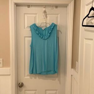 CROWN & IVY Turquoise Ruffle sleeveless shirt - XL - NWT